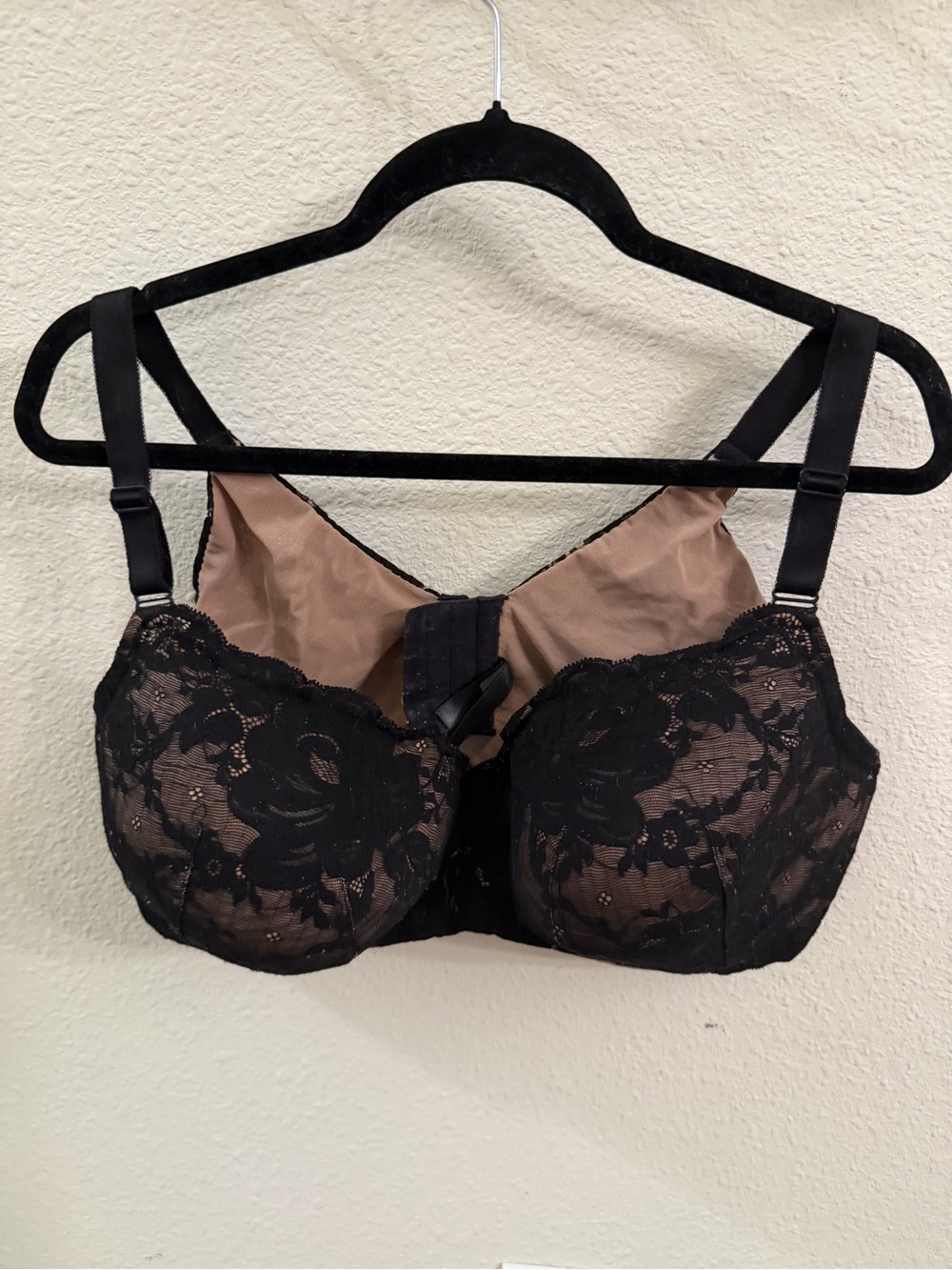 torrid Black Lace Overlay Bra with Nude Lining